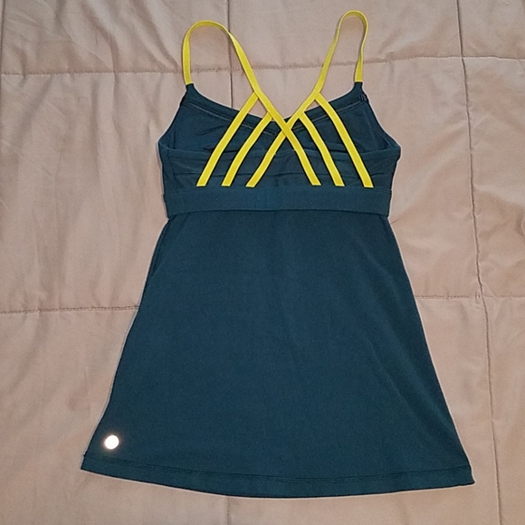 lululemon athletica Tops - Lululemon Teal Yellow Bra Tank Criss Cross Back 4